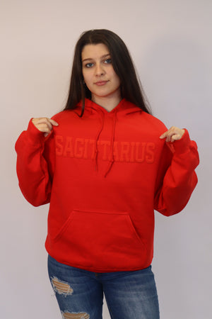 Red Zodiac Puff Print Hoodie