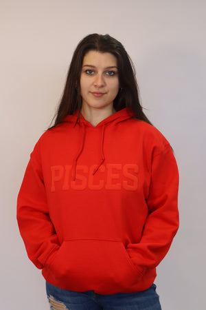 Red Zodiac Puff Print Hoodie