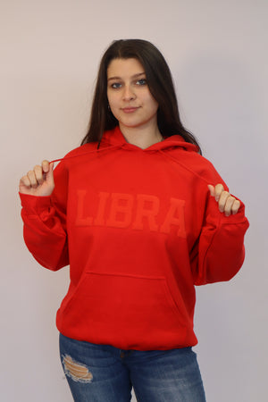 Red Zodiac Puff Print Hoodie