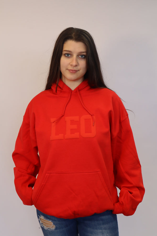 Red Zodiac Puff Print Hoodie