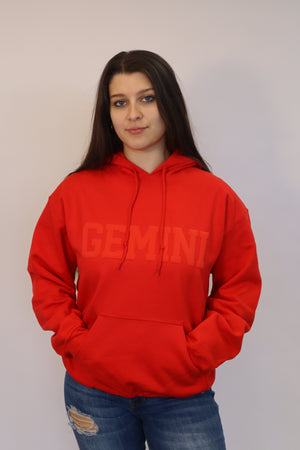 Red Zodiac Puff Print Hoodie