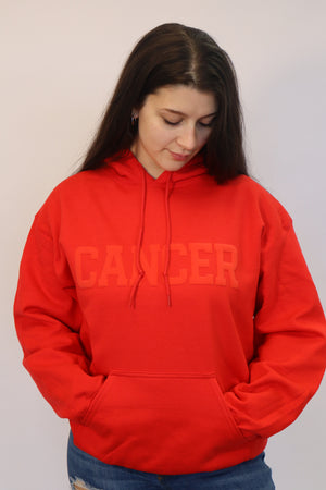 Red Zodiac Puff Print Hoodie