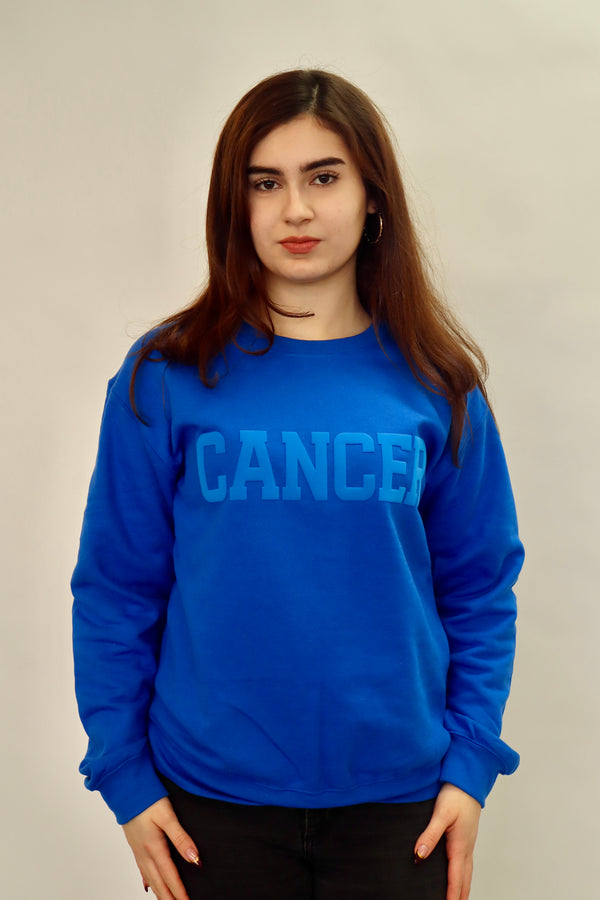 Royal Blue Zodiac Puff Print Crewneck
