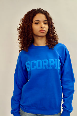 Royal Blue Zodiac Puff Print Crewneck