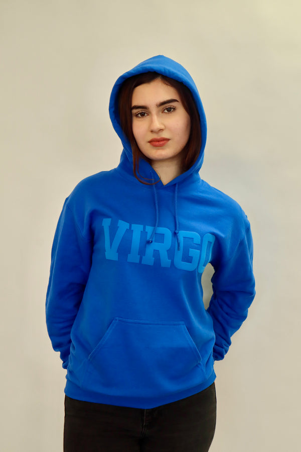 Royal Blue Zodiac Puff Print Hoodie