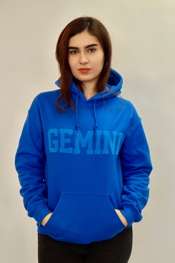 Royal Blue Zodiac Puff Print Hoodie