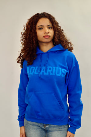 Royal Blue Zodiac Puff Print Hoodie