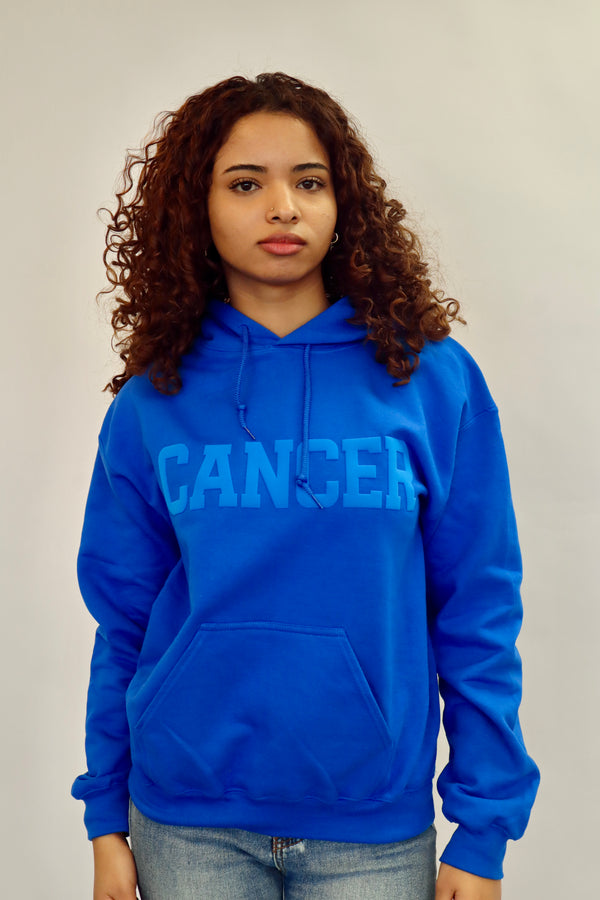 Royal Blue Zodiac Puff Print Hoodie
