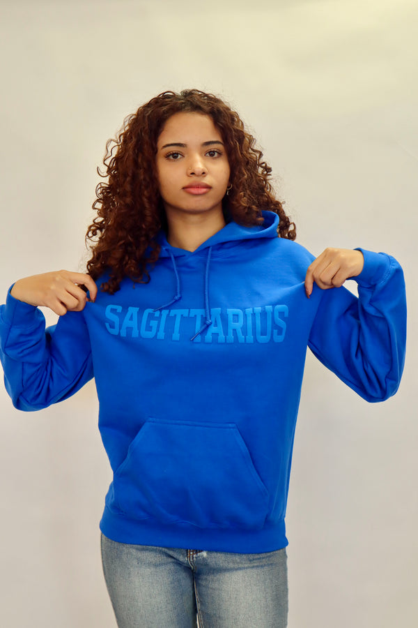 Royal Blue Zodiac Puff Print Hoodie
