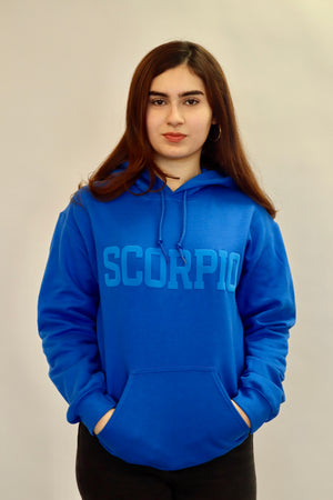 Royal Blue Zodiac Puff Print Hoodie