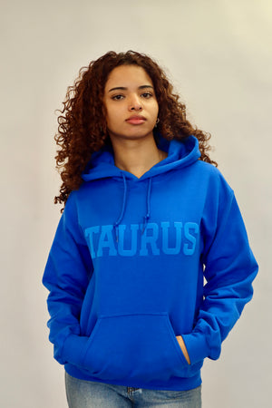 Royal Blue Zodiac Puff Print Hoodie