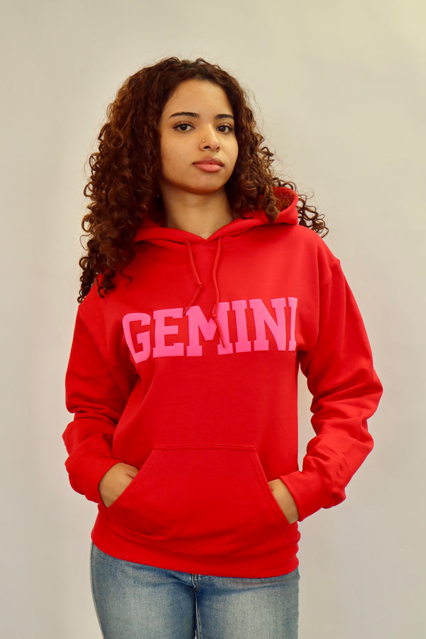 Red/Pink Combo Zodiac Puff Print Hoodie