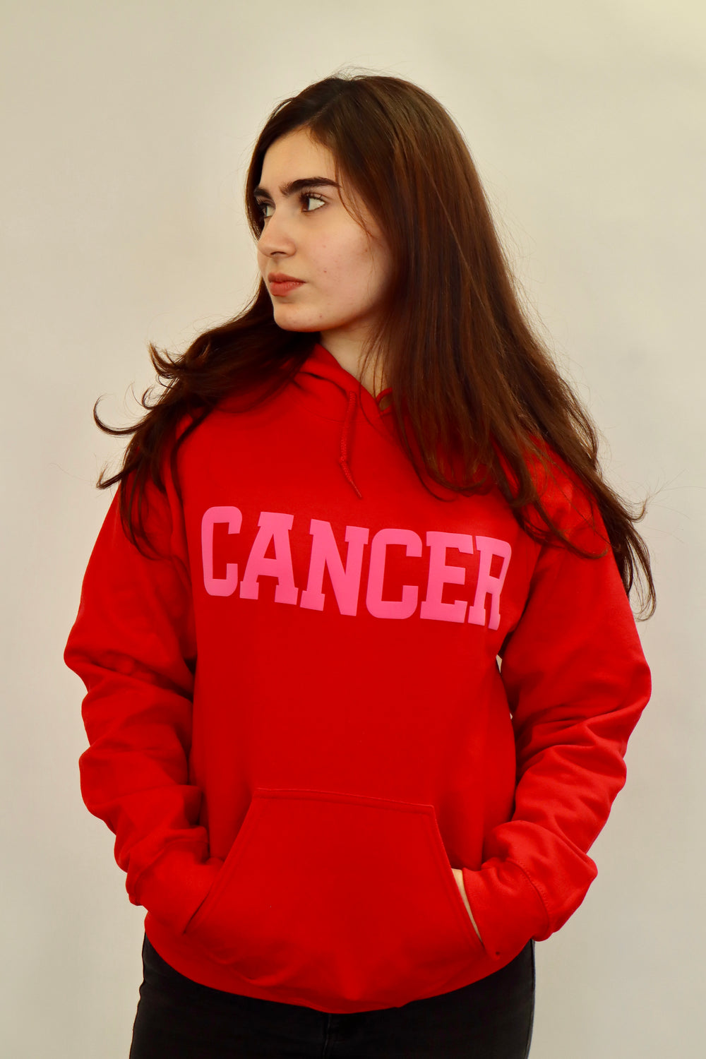 Red/Pink Combo Zodiac Puff Print Hoodie
