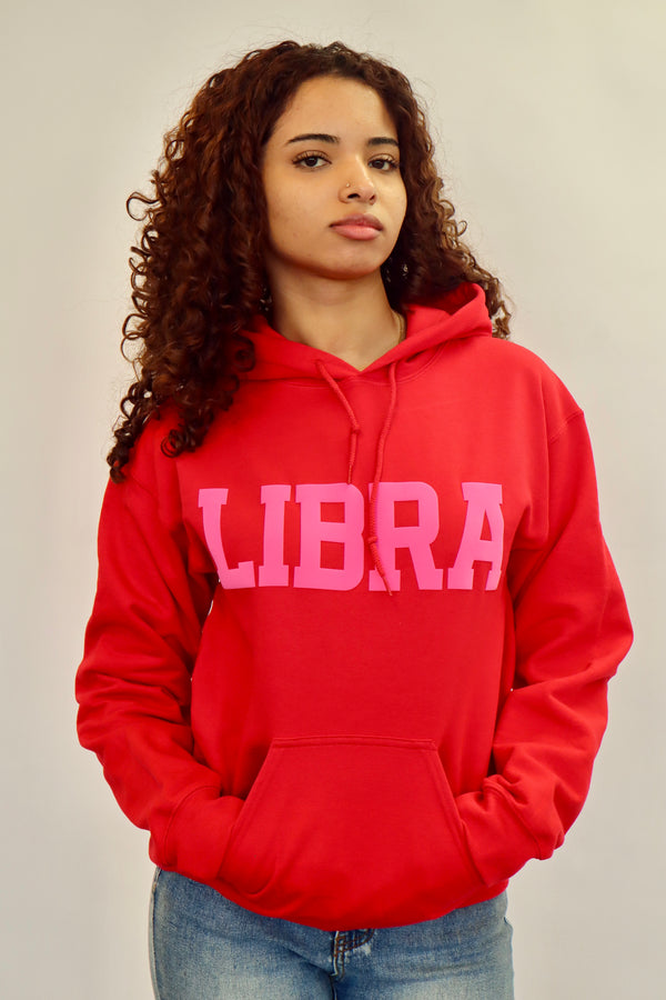 Red/Pink Combo Zodiac Puff Print Hoodie