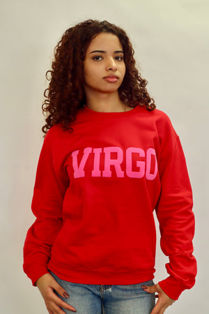 Red/Pink Combo Zodiac Puff Print Crewneck