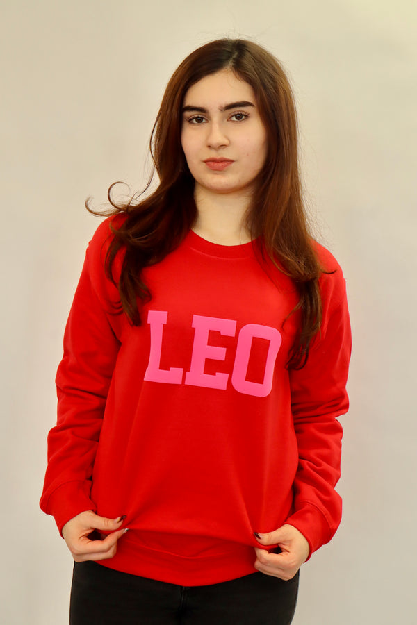 Red/Pink Combo Zodiac Puff Print Crewneck