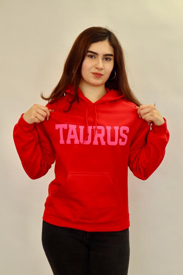 Red/Pink Combo Zodiac Puff Print Hoodie