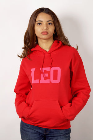 Red/Pink Combo Zodiac Puff Print Hoodie