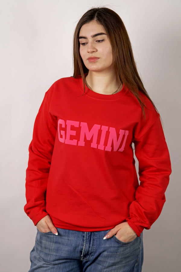 Red/Pink Combo Zodiac Puff Print Crewneck