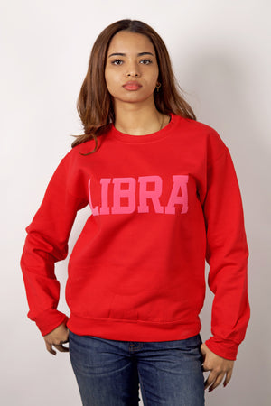 Red/Pink Combo Zodiac Puff Print Crewneck