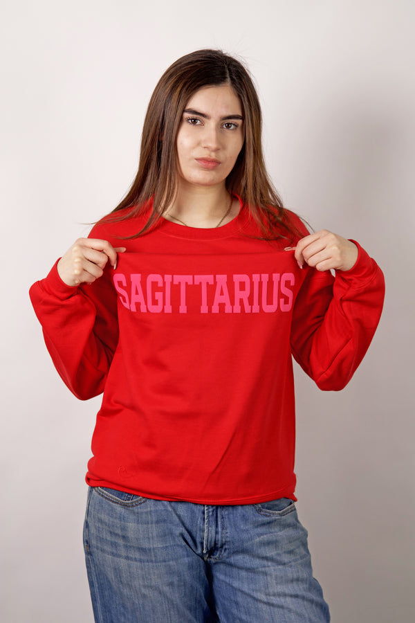 Red/Pink Combo Zodiac Puff Print Crewneck