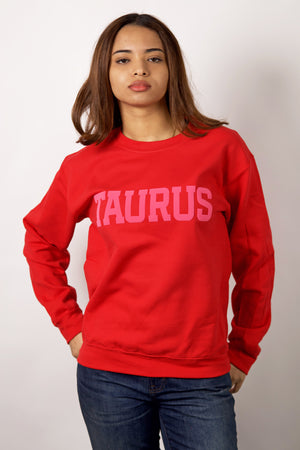 Red/Pink Combo Zodiac Puff Print Crewneck