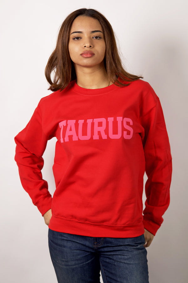 Red/Pink Combo Zodiac Puff Print Crewneck
