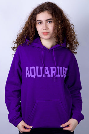 Purple Zodiac Puff Print Hoodie