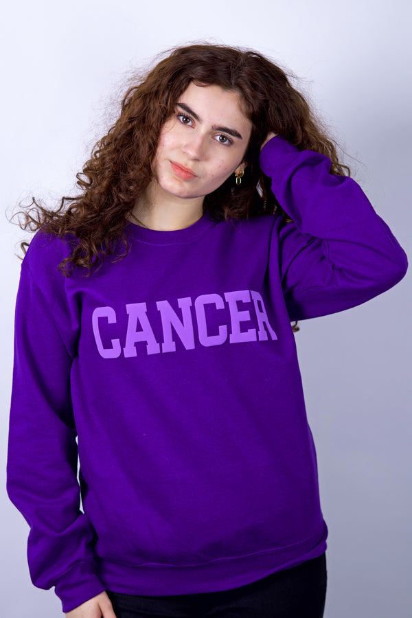 Purple Zodiac Puff Print Crewneck