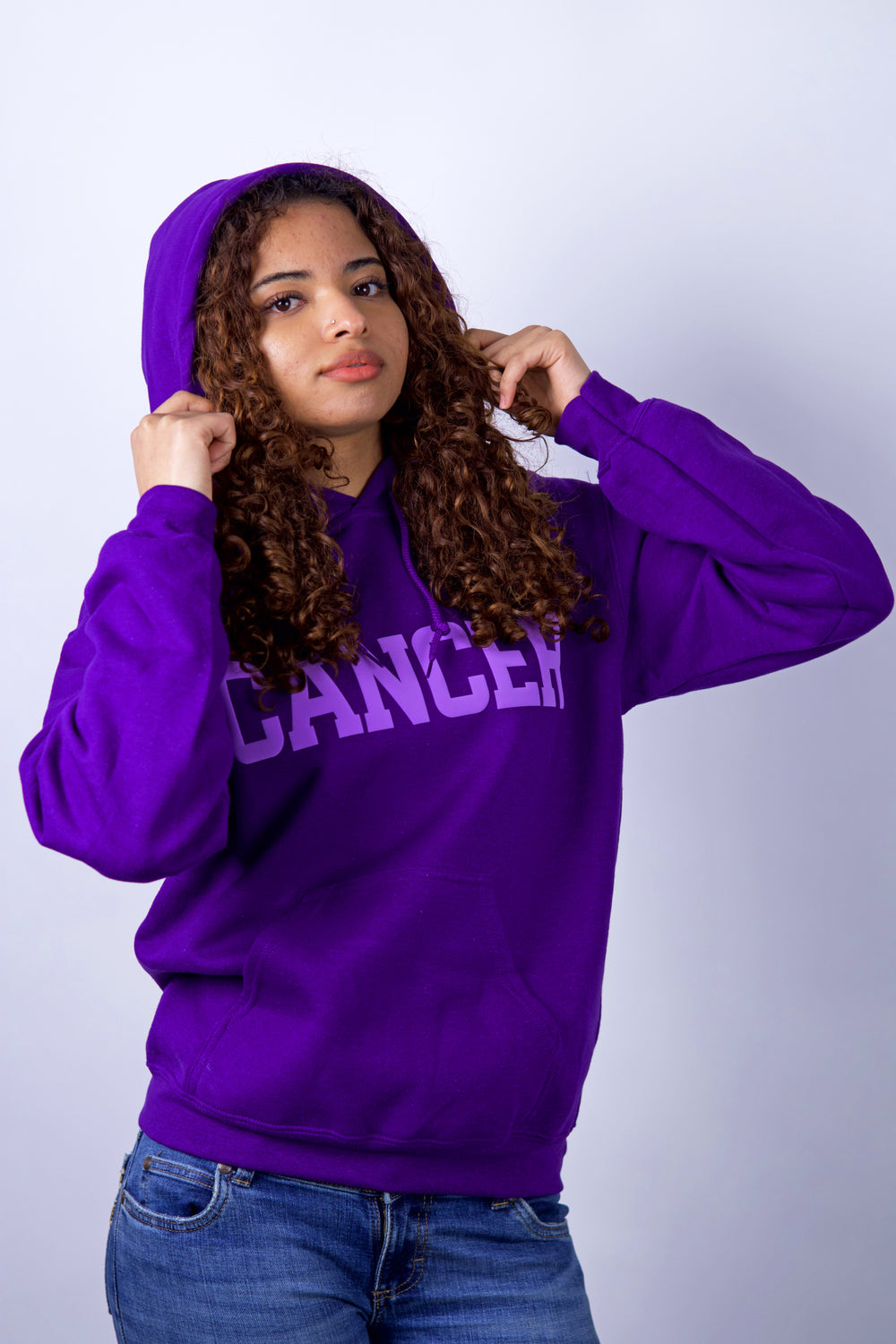 Purple Zodiac Puff Print Hoodie