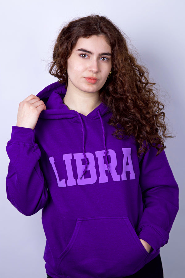 Purple Zodiac Puff Print Hoodie