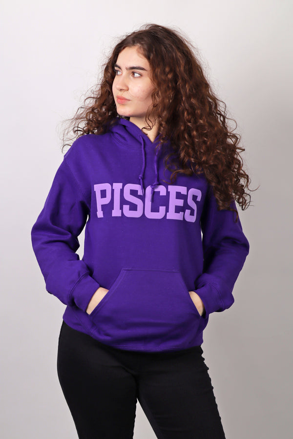 Purple Zodiac Puff Print Hoodie
