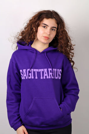 Purple Zodiac Puff Print Hoodie