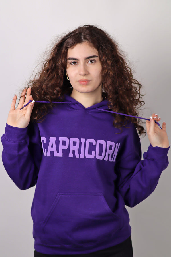Purple Zodiac Puff Print Hoodie
