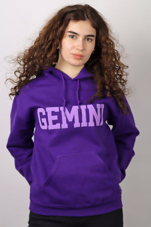 Purple Zodiac Puff Print Hoodie