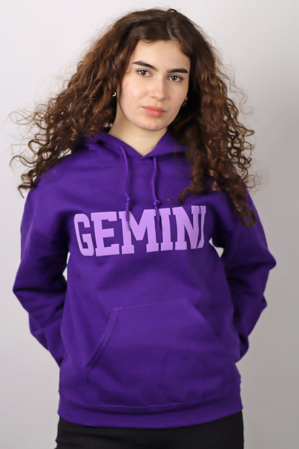 Purple Zodiac Puff Print Hoodie