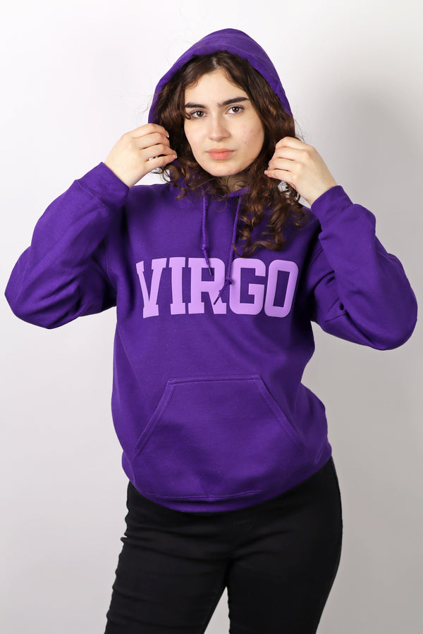 Purple Zodiac Puff Print Hoodie