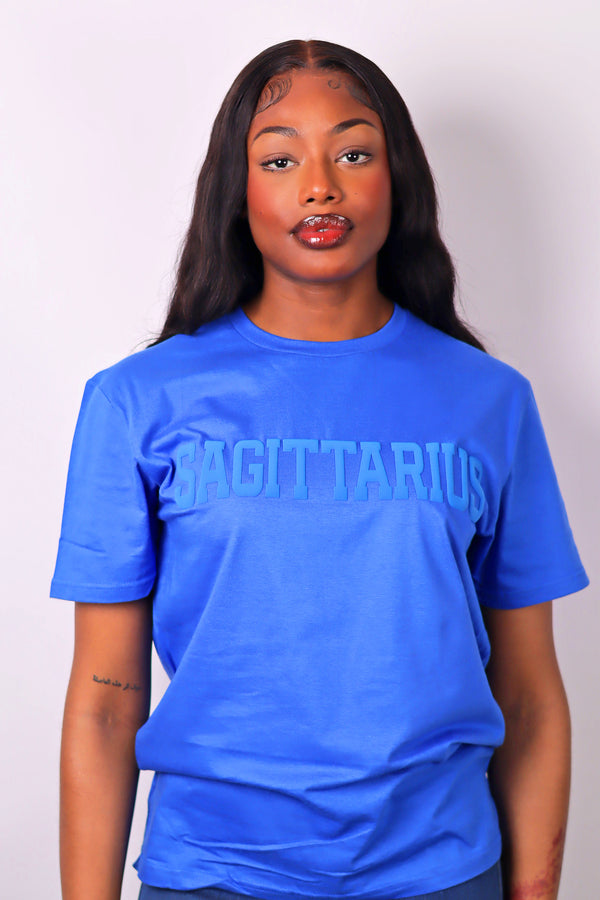 Royal Blue Zodiac Puff Print T-Shirt