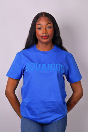 Royal Blue Zodiac Puff Print T-Shirt