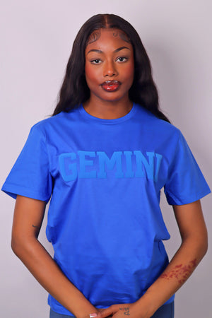 Royal Blue Zodiac Puff Print T-Shirt