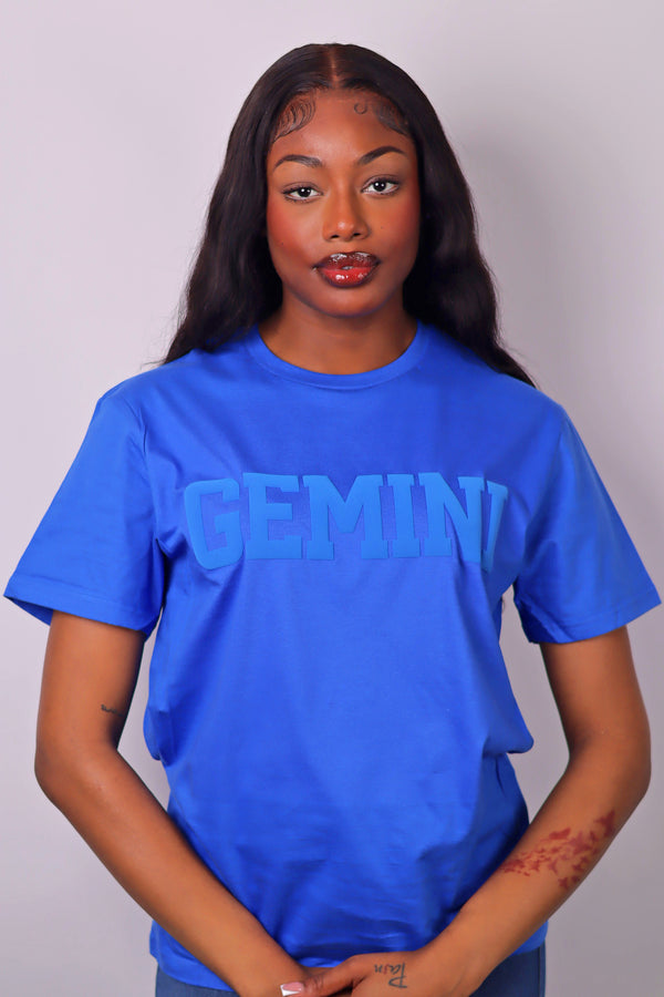 Royal Blue Zodiac Puff Print T-Shirt