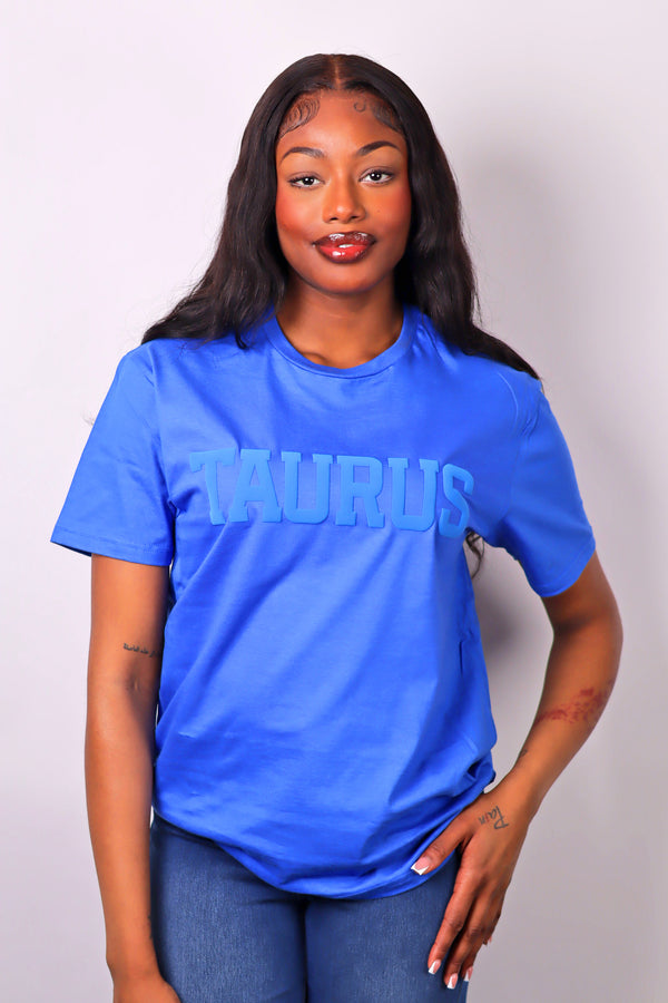 Royal Blue Zodiac Puff Print T-Shirt