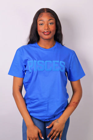 Royal Blue Zodiac Puff Print T-Shirt