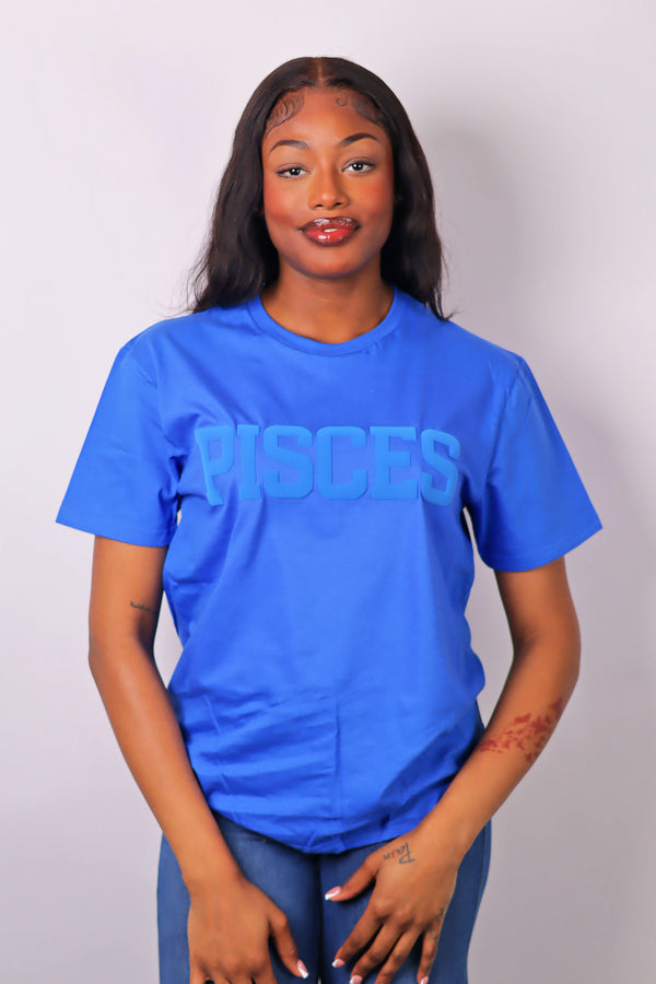 Royal Blue Zodiac Puff Print T-Shirt