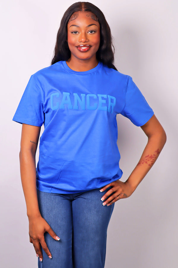 Royal Blue Zodiac Puff Print T-Shirt