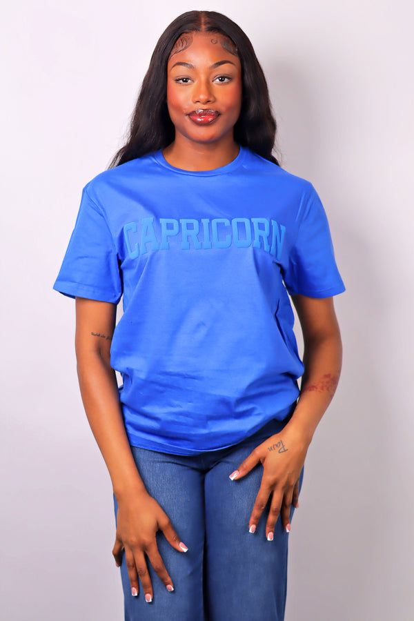 Royal Blue Zodiac Puff Print T-Shirt