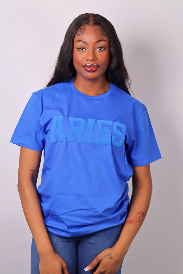 Royal Blue Zodiac Puff Print T-Shirt