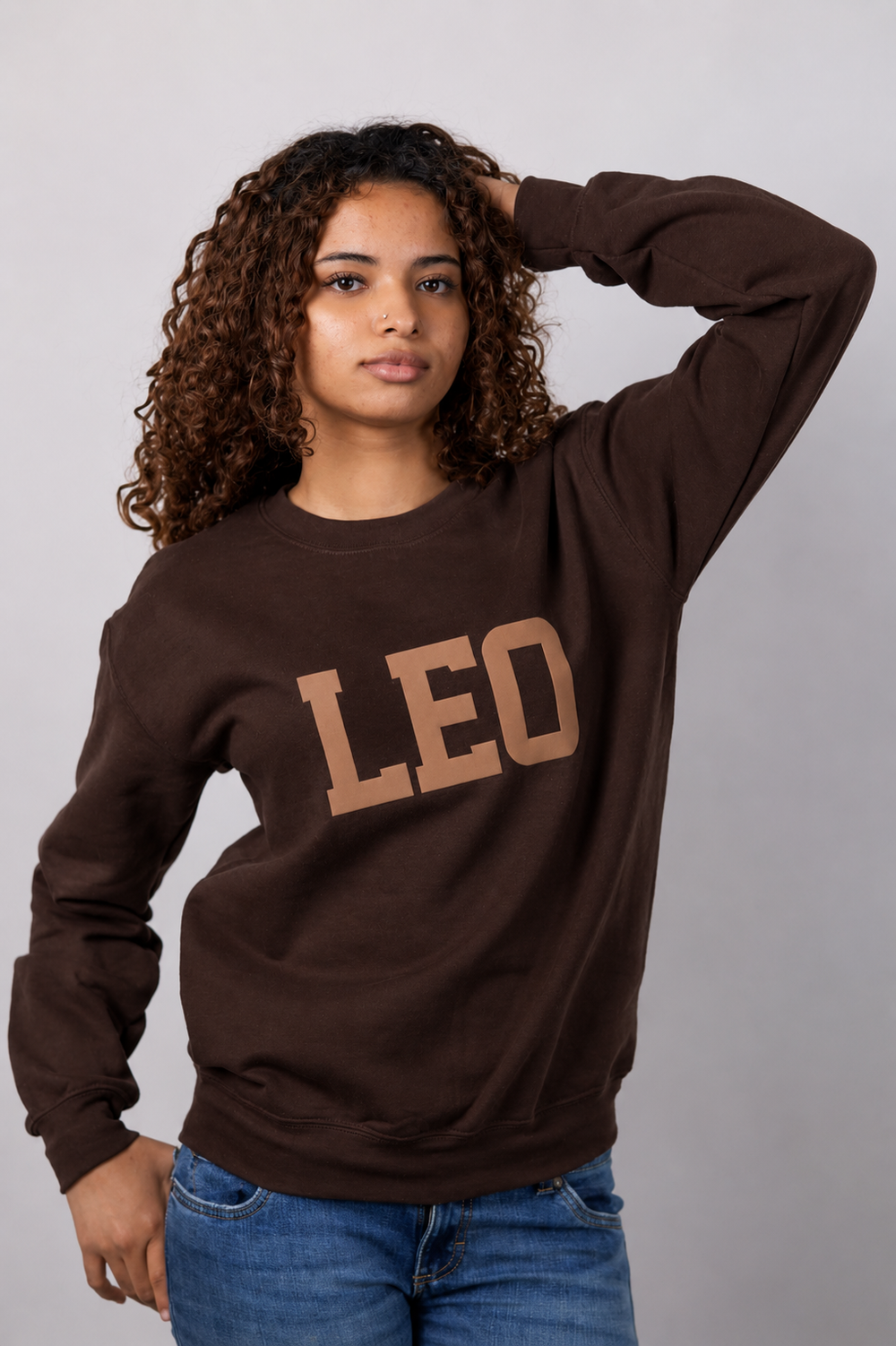 Chocolate Zodiac Puff Print Crewneck