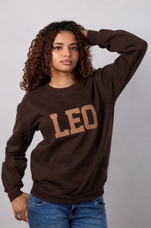 Chocolate Zodiac Puff Print Crewneck