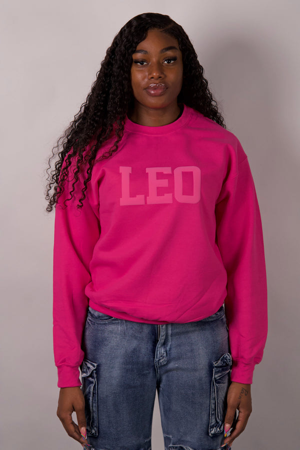 Pink Zodiac Puff Print Crewneck
